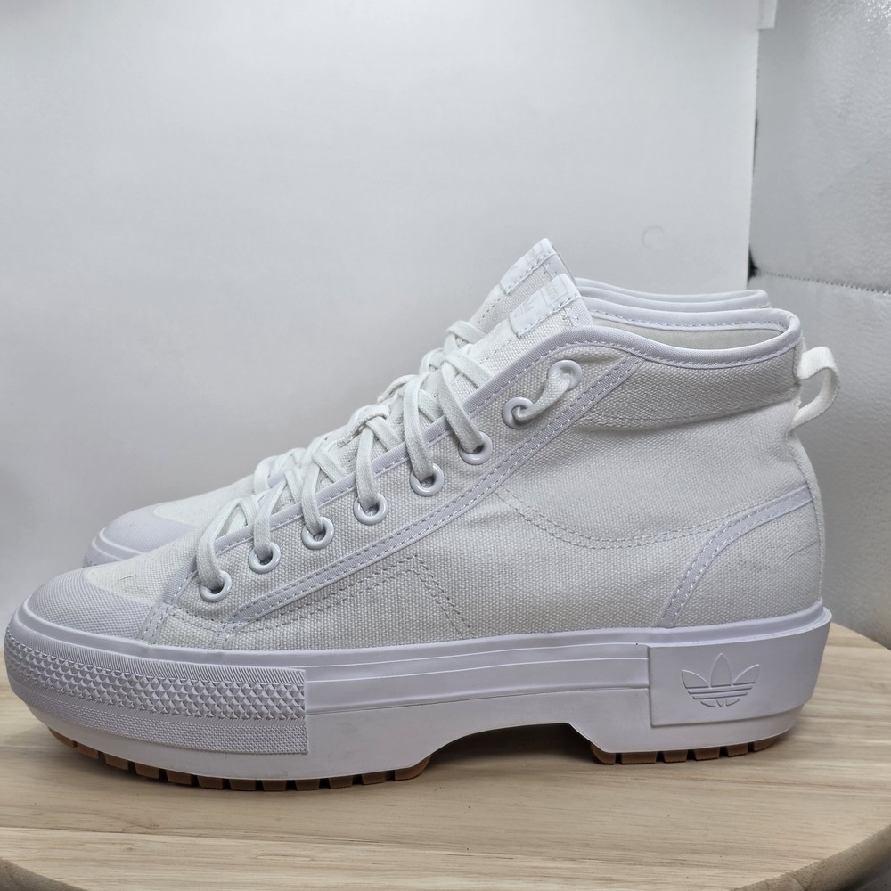 Women's Size 10 - Adidas Nizza‎ Trek White Gum W Platform Shoes Sneakers